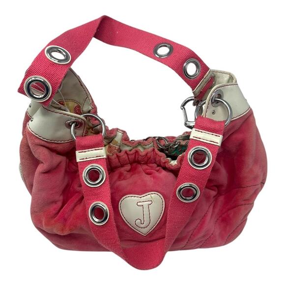 Juicy Couture Pink Suede Shoulder Bag with Charm – Vintage Y2K Logo Purse - Picture 13 of 13